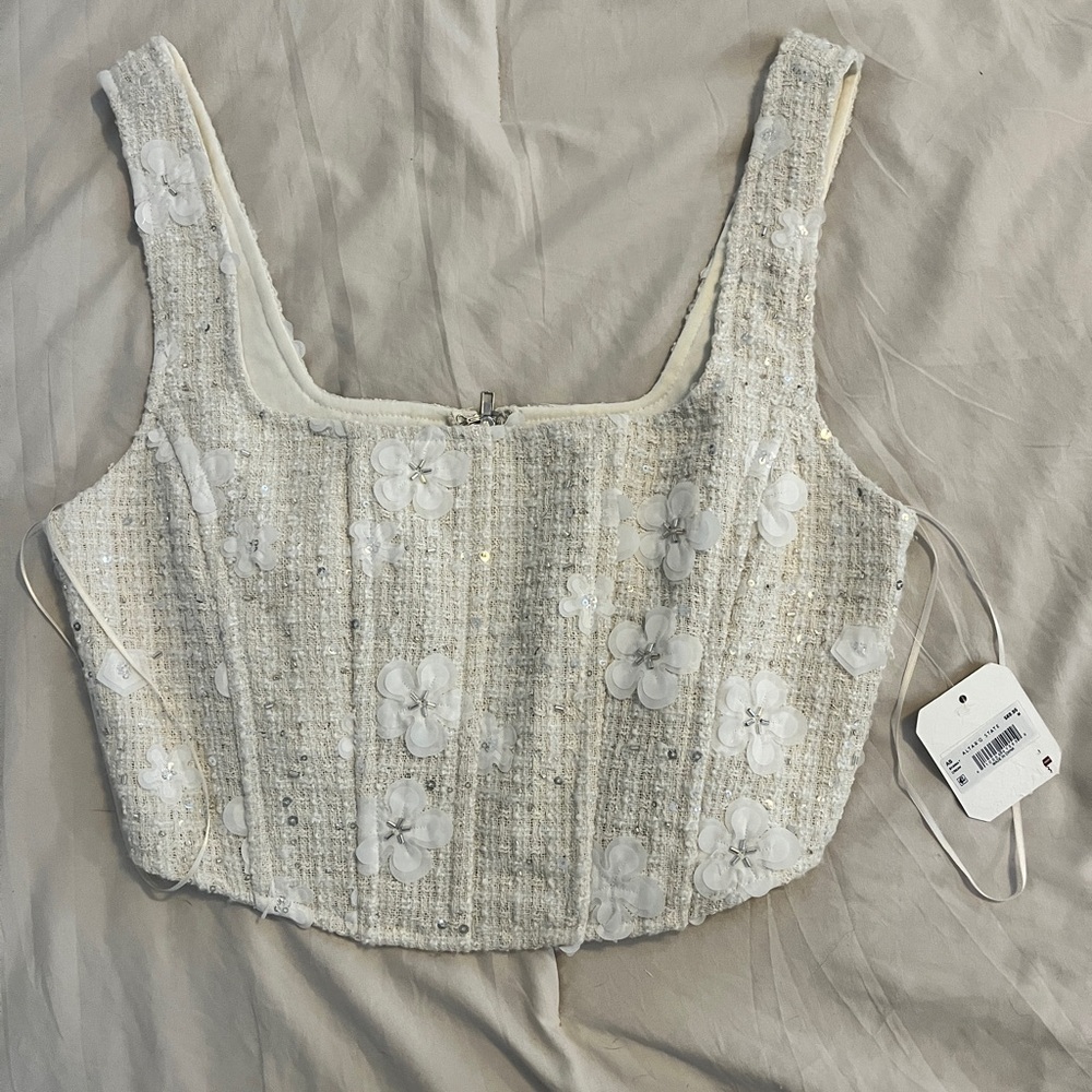 Altar'd State Cream Floral Crop Top